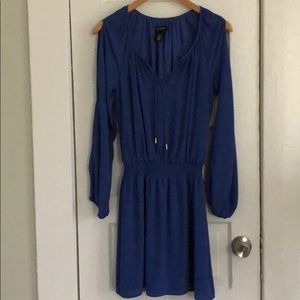 White House Black Market Blue Cold Shoulder Dress